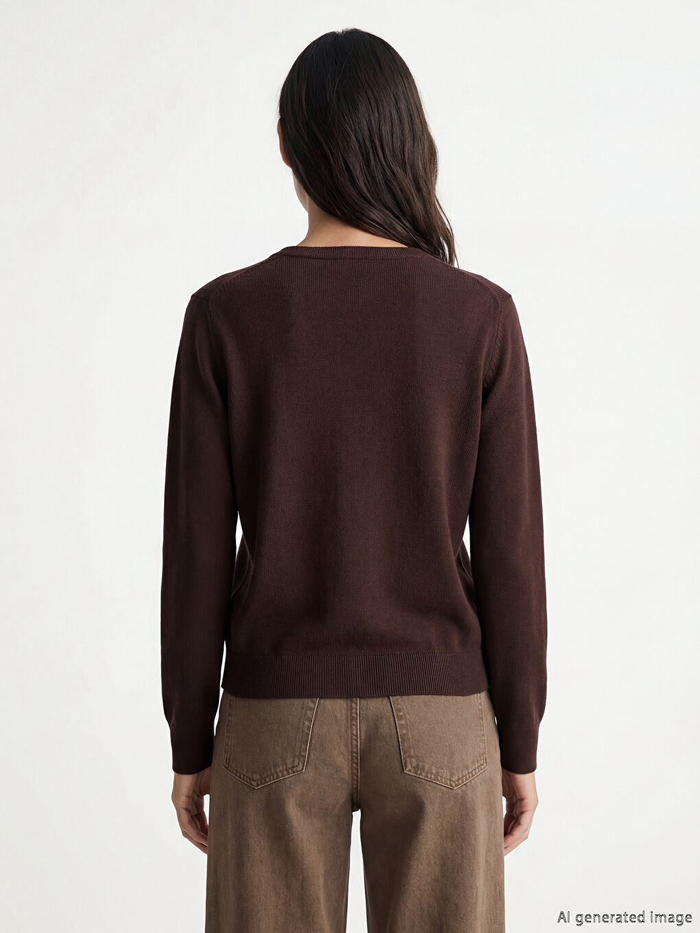 Kahverengi Bisiklet Yaka Kadın Triko Hırka-2