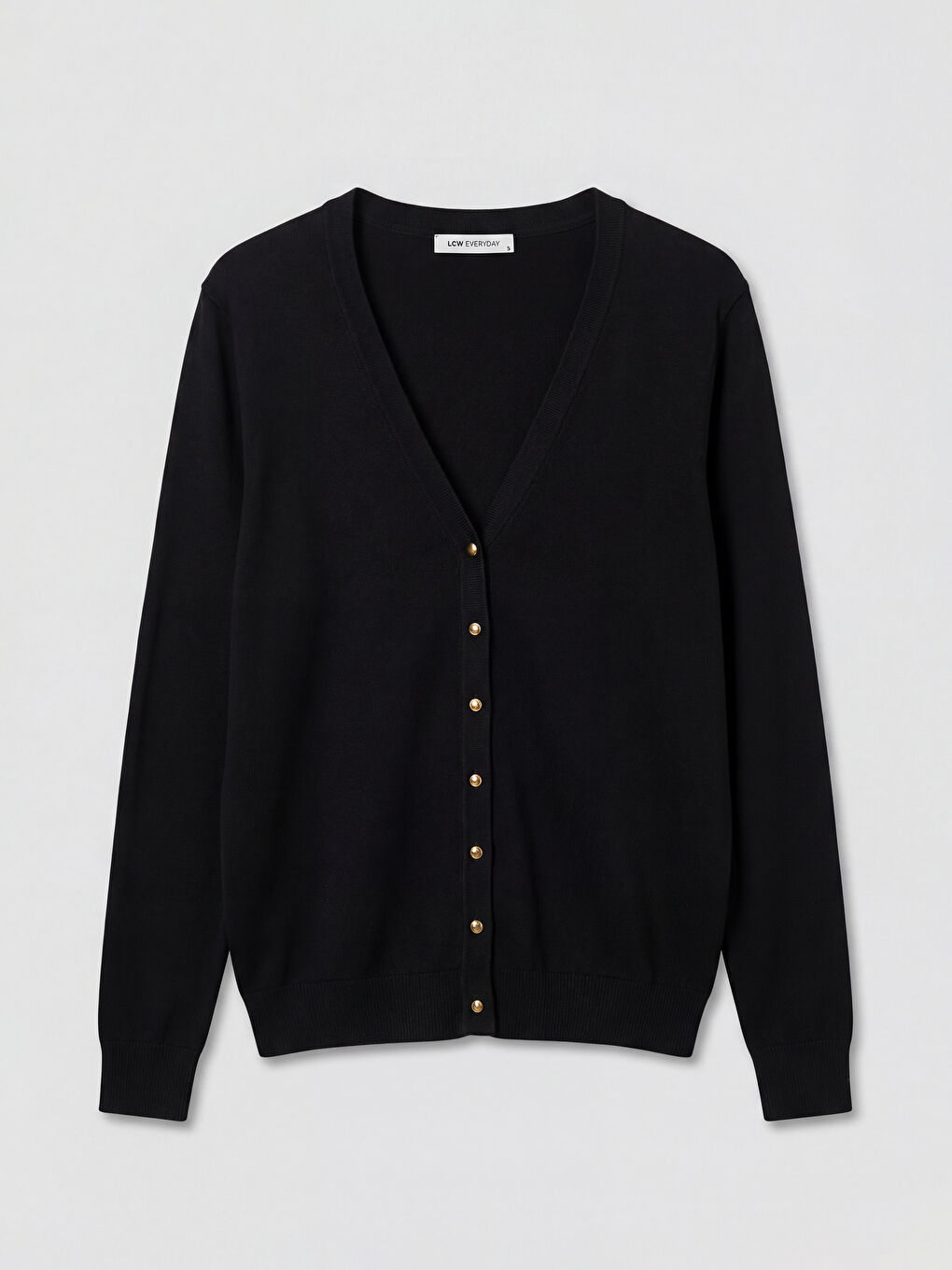 Siyah V Yaka Kadın Triko Hırka-4