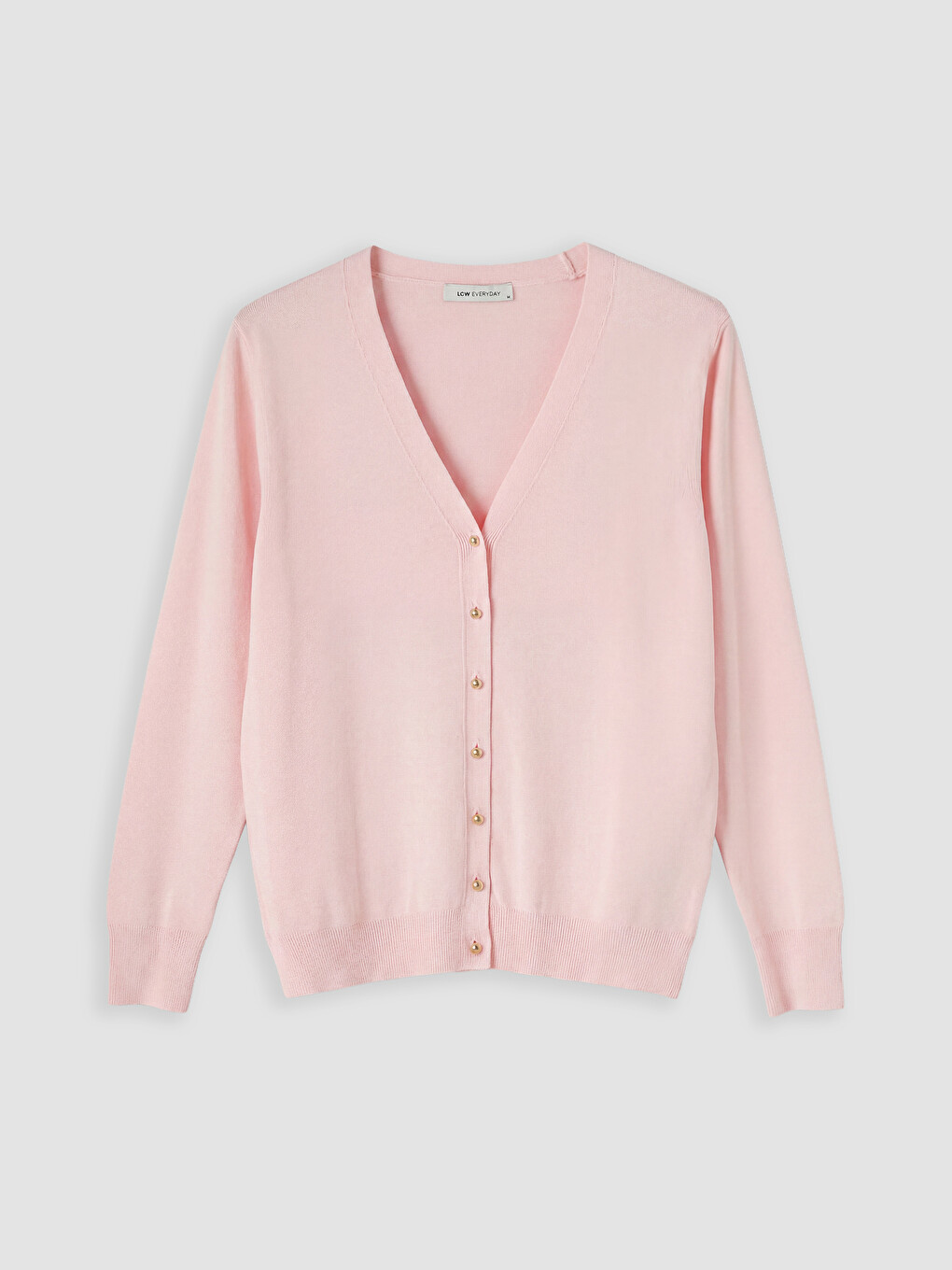 Pembe V Yaka Kadın Triko Hırka