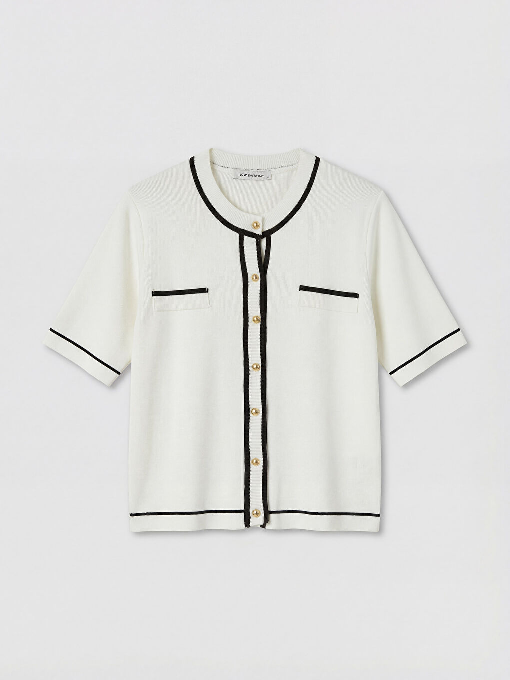 Ekru Bisiklet Yaka Kadın Triko Hırka