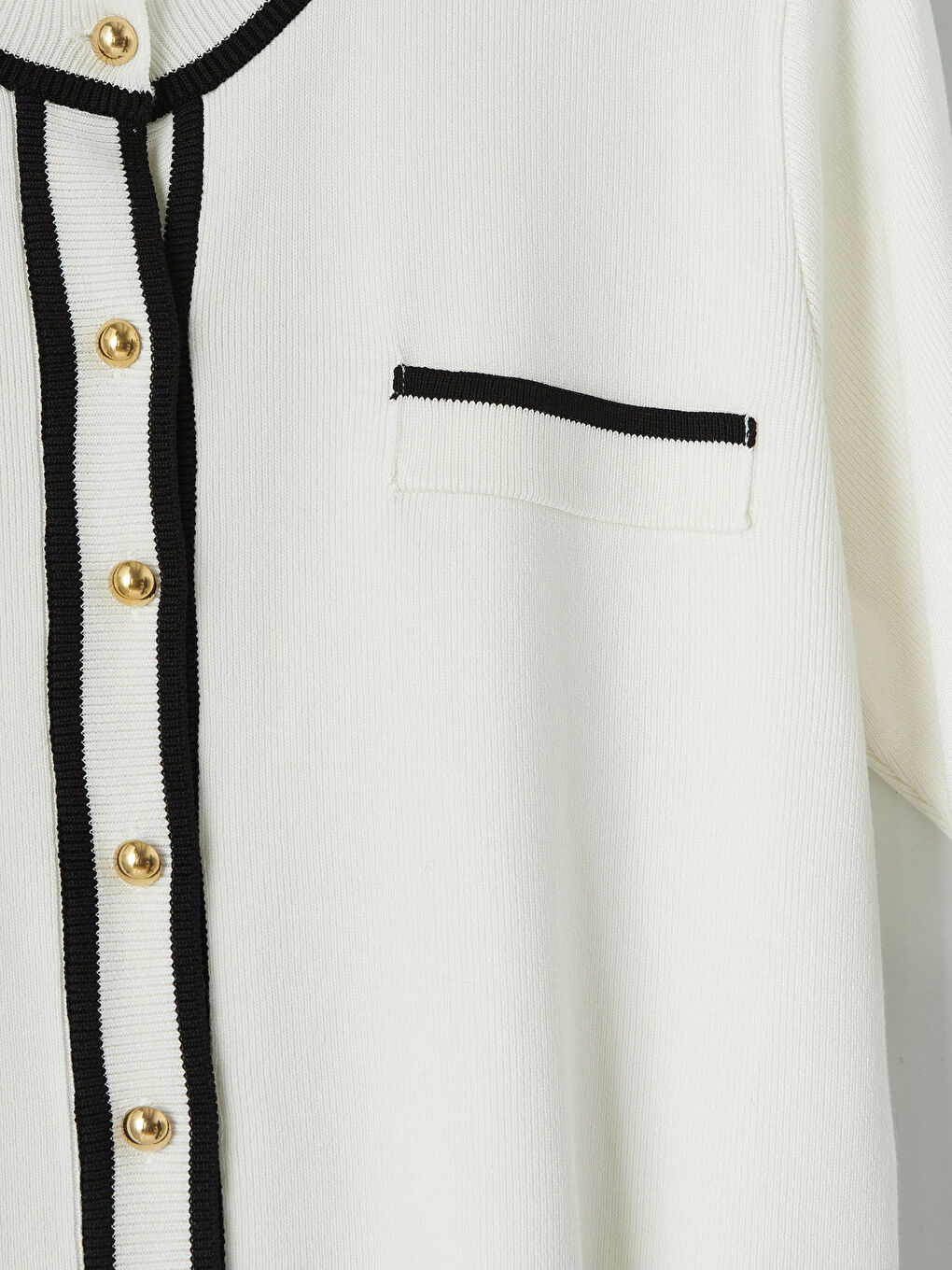 Ekru Bisiklet Yaka Kadın Triko Hırka-2