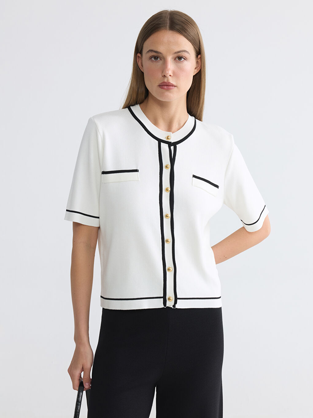 Crew Neck Women's Knitwear Cardigan