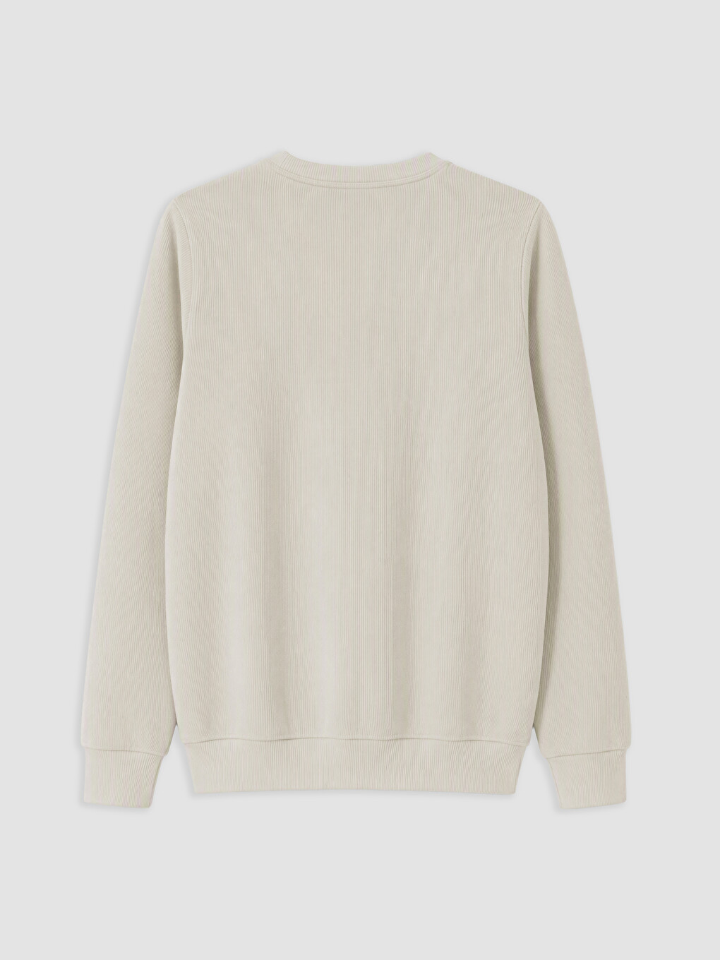 Bej Bisiklet Yaka Erkek Sweatshirt-1