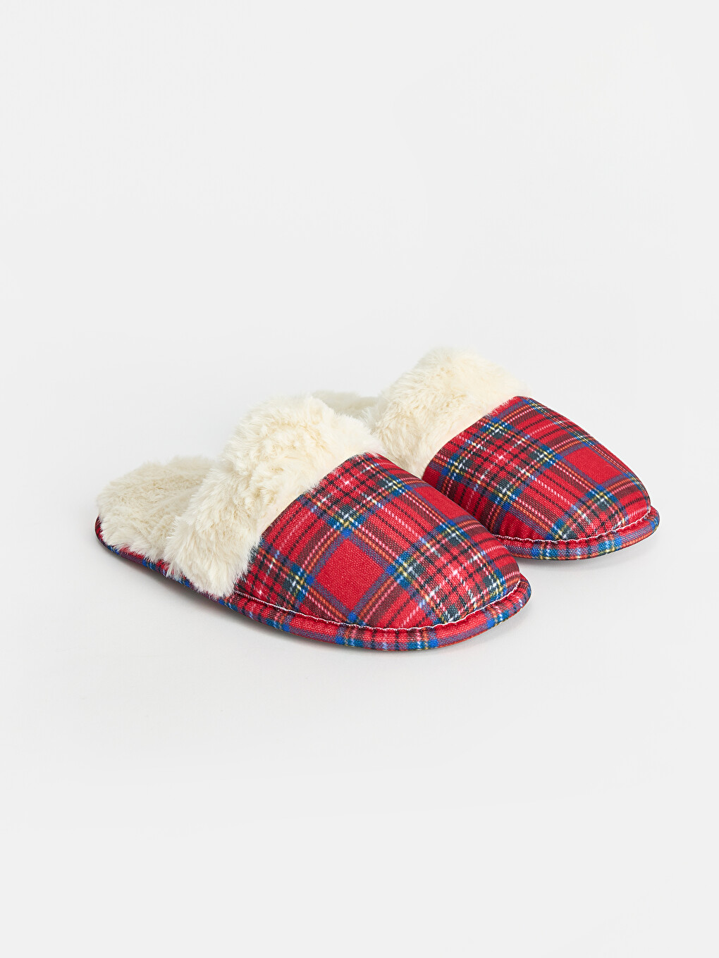 Plaid Furry Women's Home Slipper-1