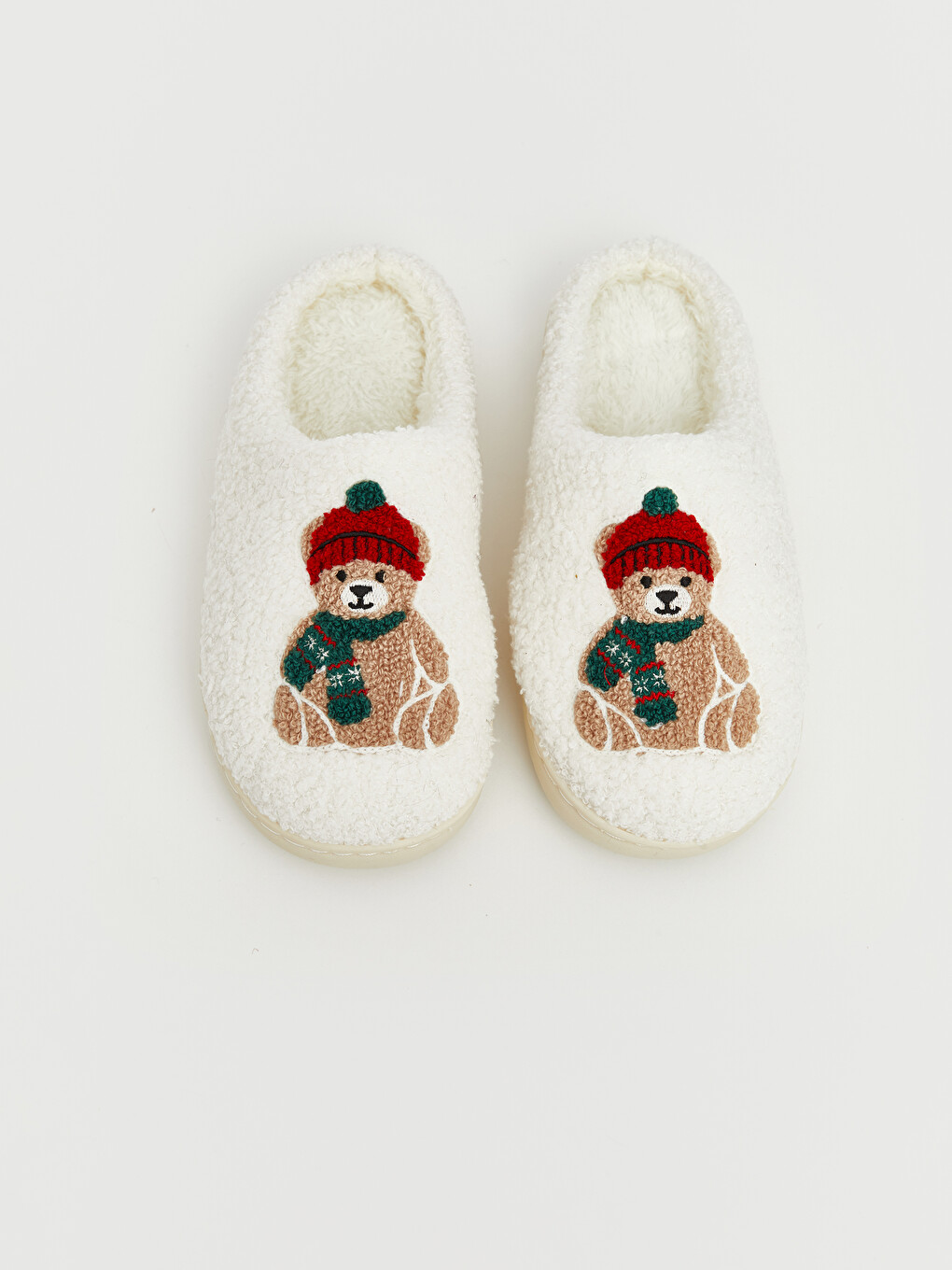 Bear Figure Embroidered Women's Plush Home Slipper-2