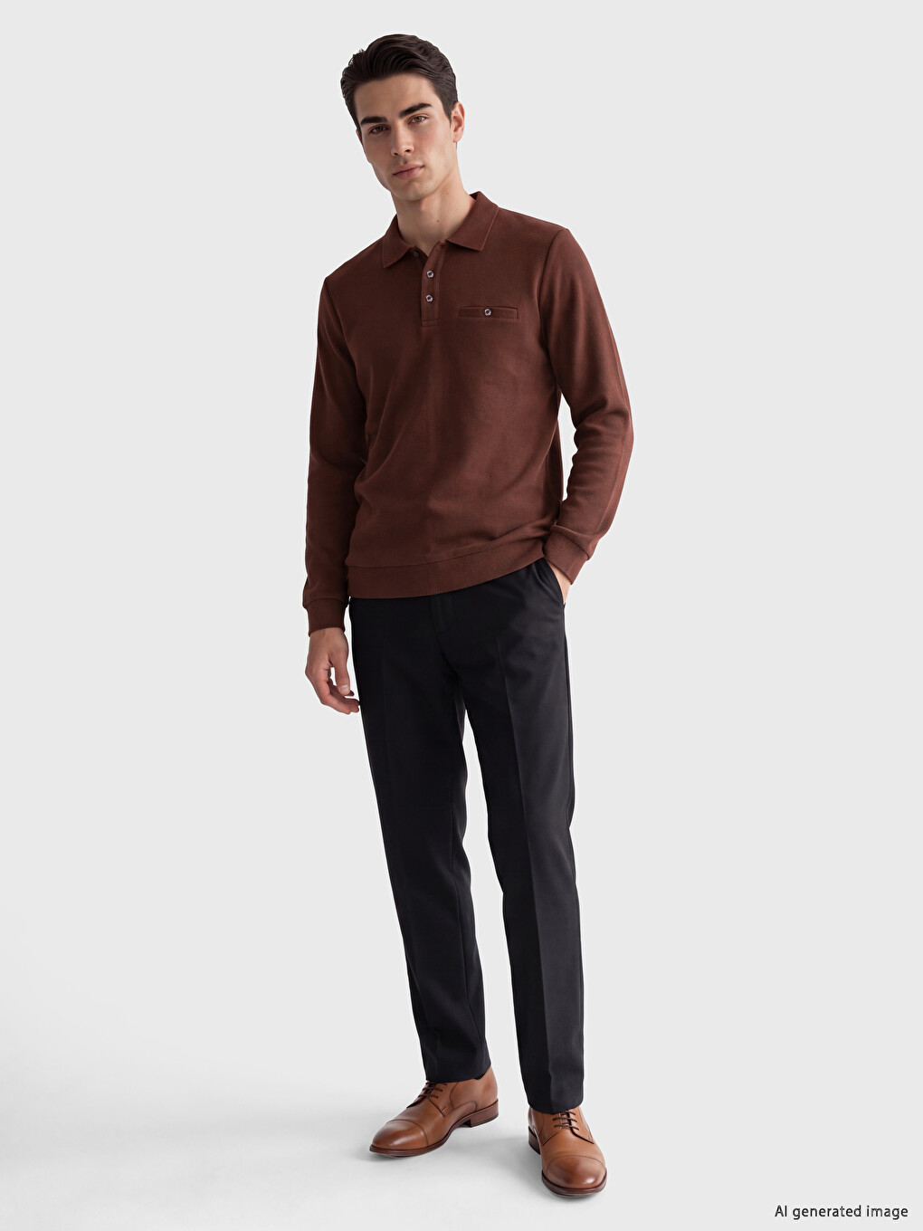 Polo Collar Men's Sweatshirt-1