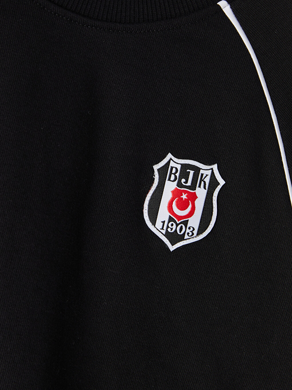 Siyah Bisiklet Yaka Beşiktaş Nakışlı Erkek Çocuk Sweatshirt-2