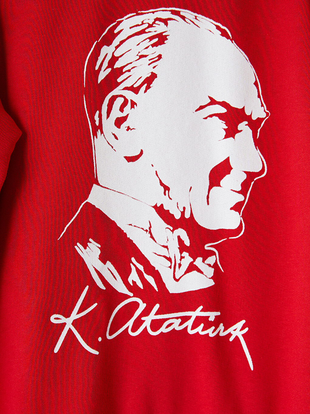 Kırmızı Bisiklet Yaka Atatürk Baskılı Erkek Çocuk Sweatshirt-1