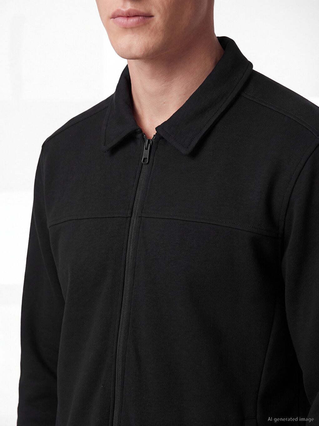 Man Black Zip-up Sweatshirt-2