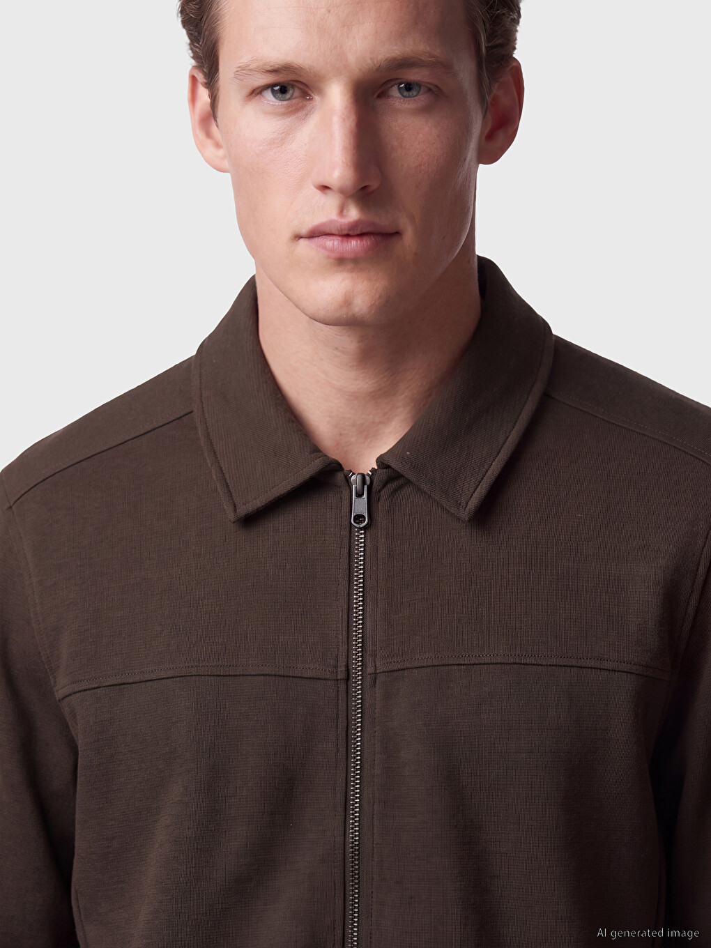 Polo Collar Men's Zip-up Sweatshirt-2