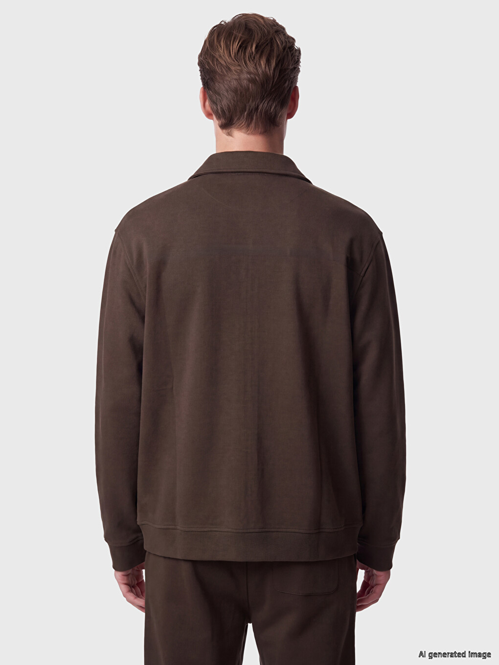Polo Collar Men's Zip-up Sweatshirt-3