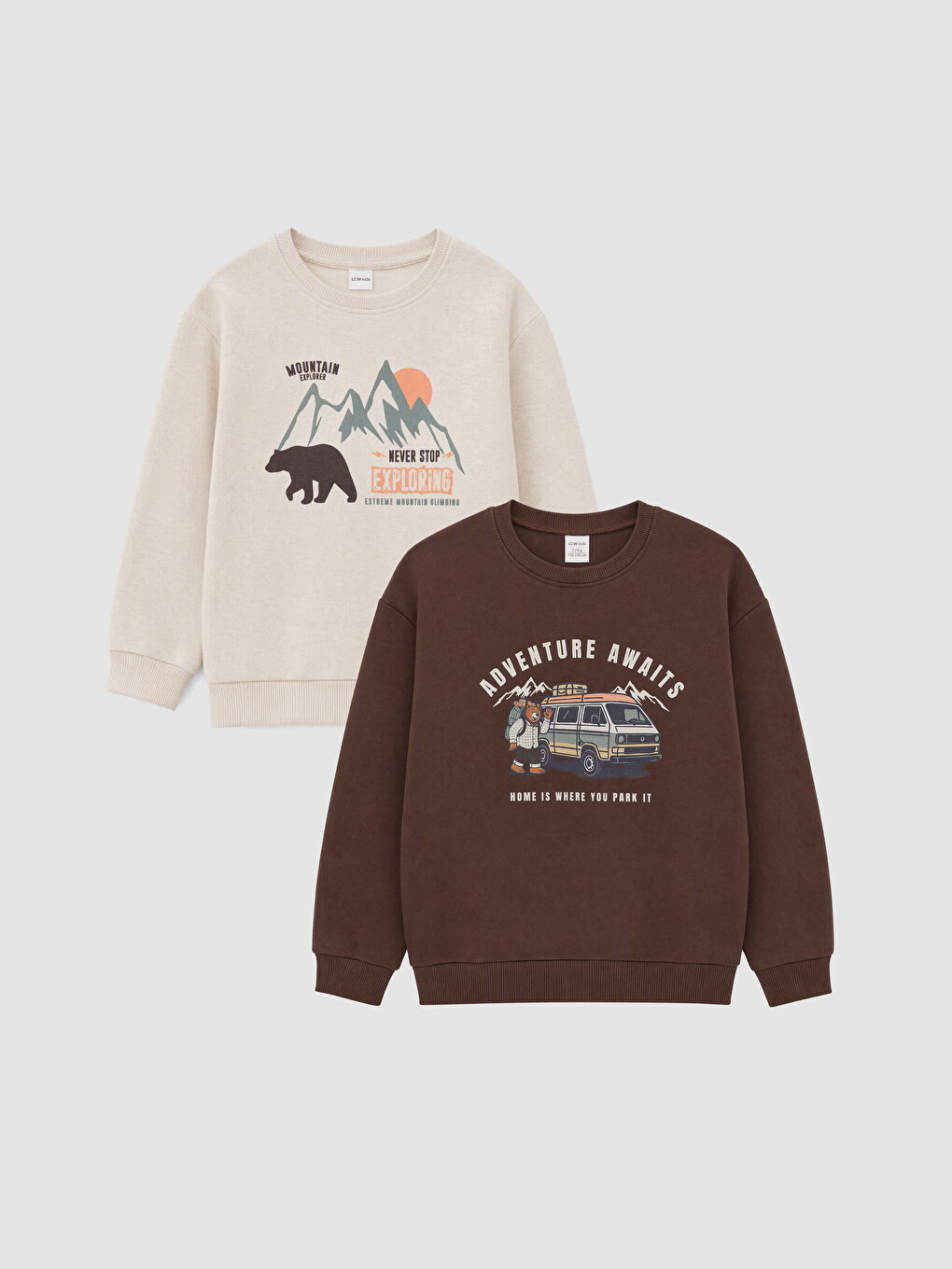 Kahverengi Baskılı Erkek Çocuk Kalın Sweatshirt