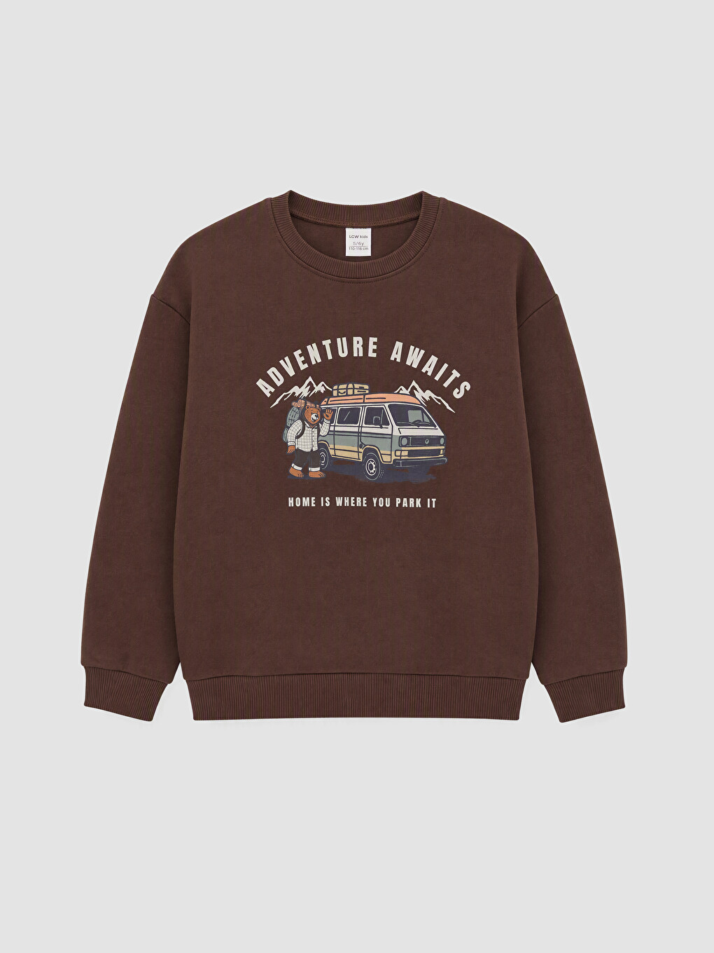 Kahverengi Baskılı Erkek Çocuk Kalın Sweatshirt-1