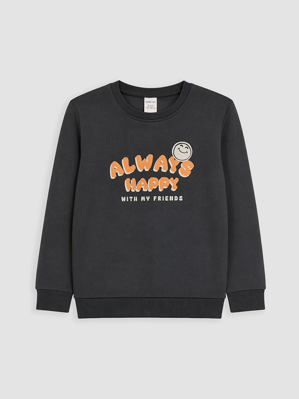 Antrasit Bisiklet Yaka Baskılı Erkek Çocuk Kalın Sweatshirt 2'li-4