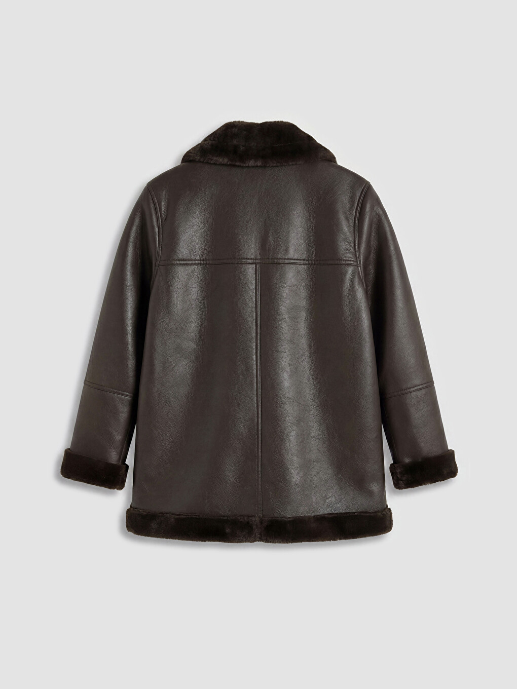 Fur Collar Women's Leather Look Coat-6