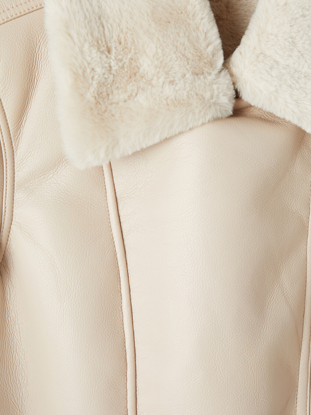 Fur Collar Women's Leather Look Coat-6