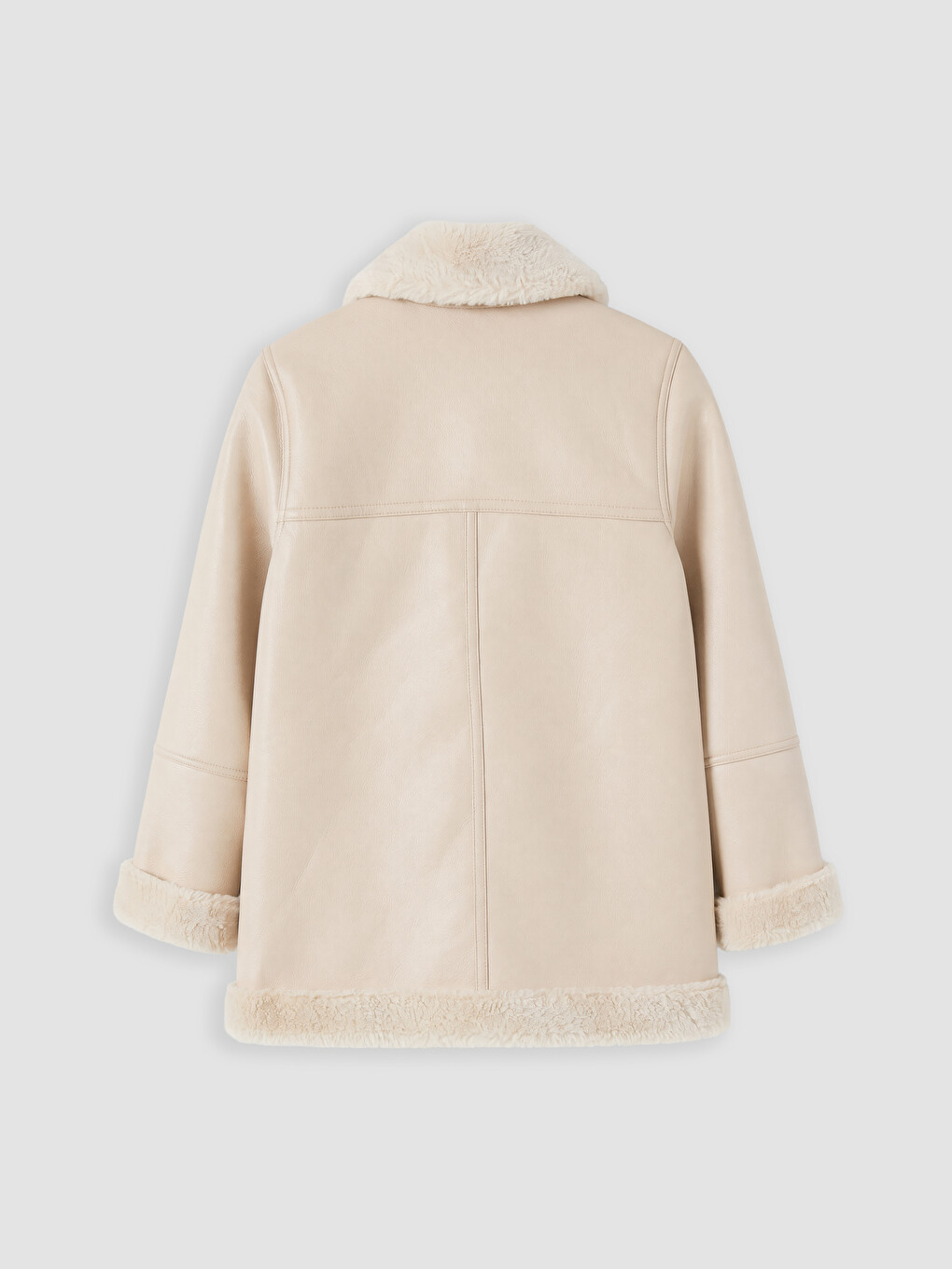 Fur Collar Women's Leather Look Coat-7