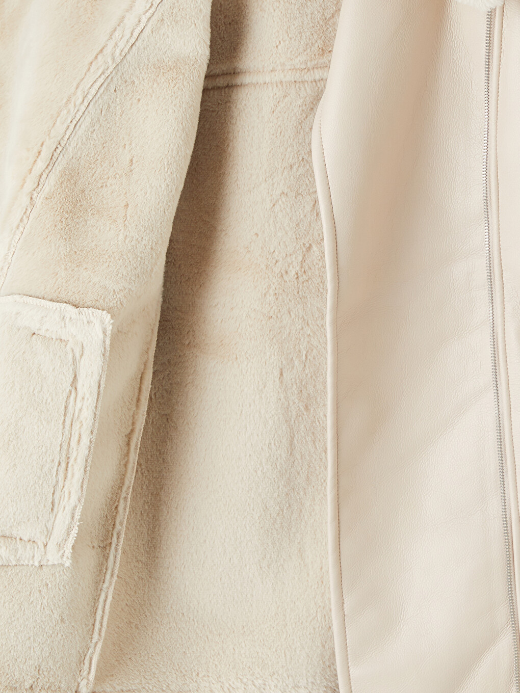 Fur Collar Women's Leather Look Coat-9