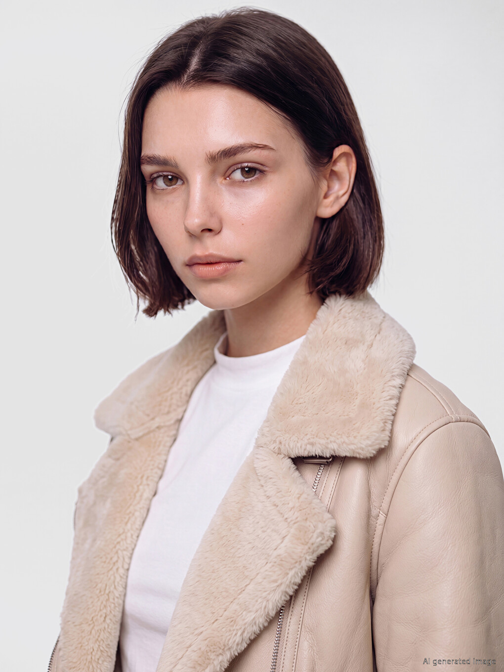 Fur Collar Women's Leather Look Coat-2