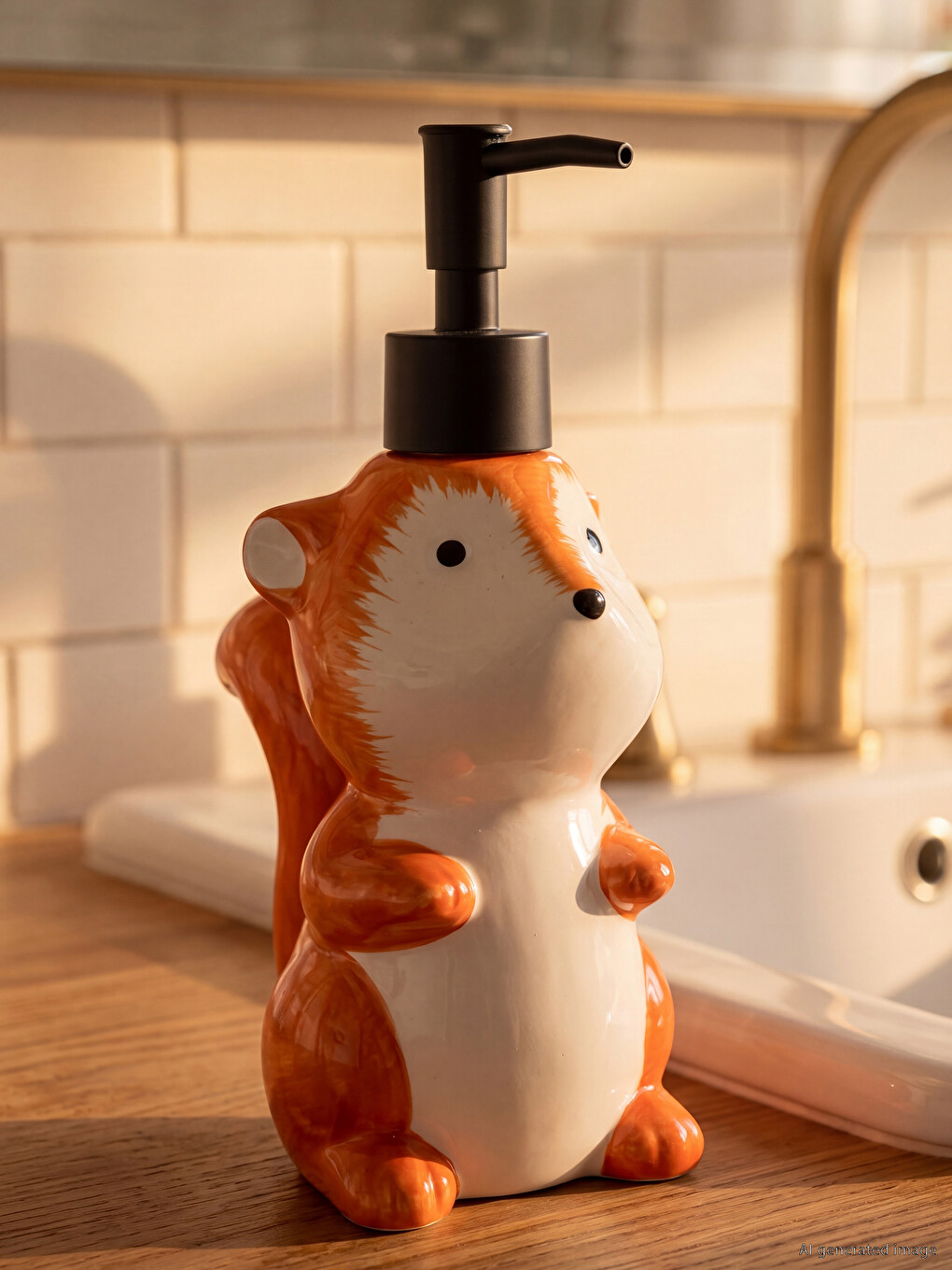Animal Figured Ceramic Liquid Soap Dispenser 13 Cm