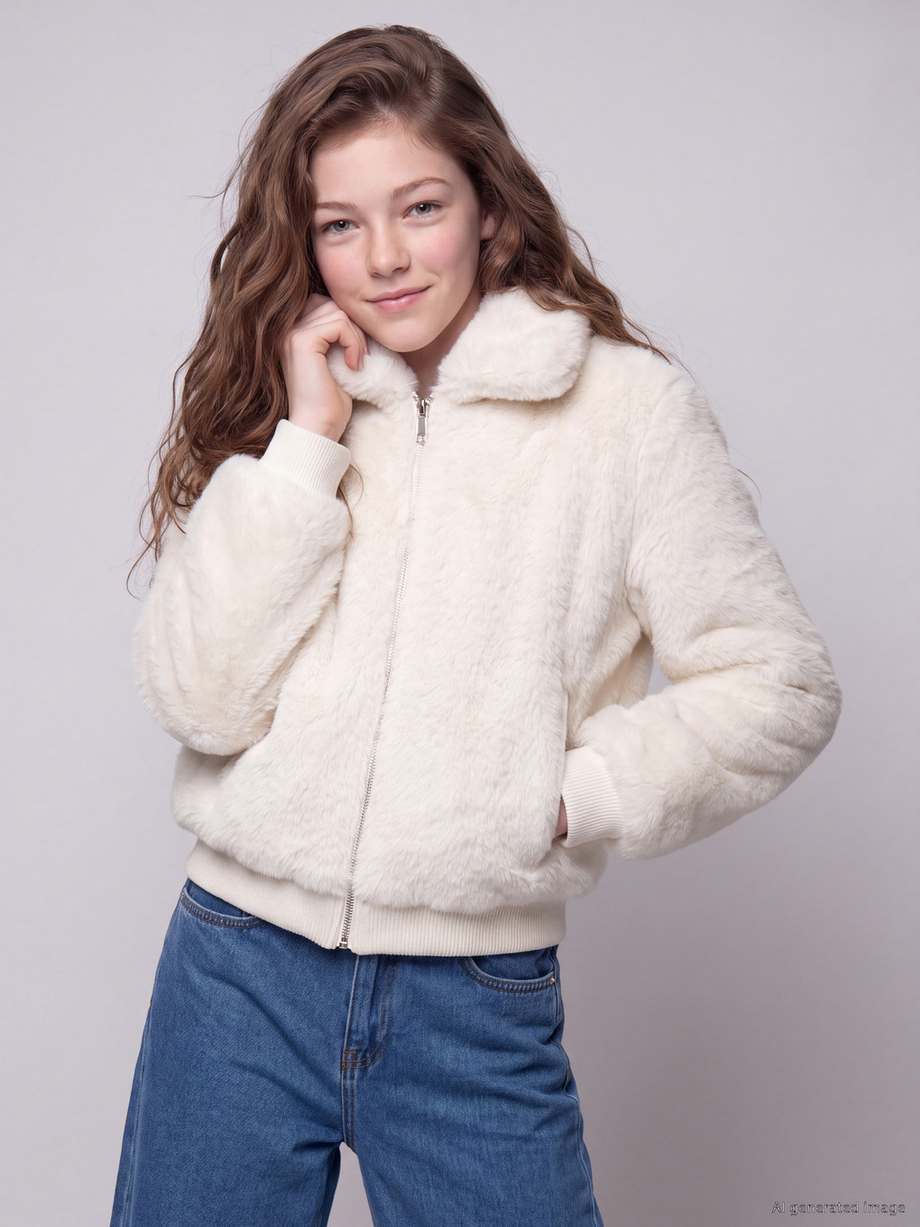  Girls' Faux Fur Coat