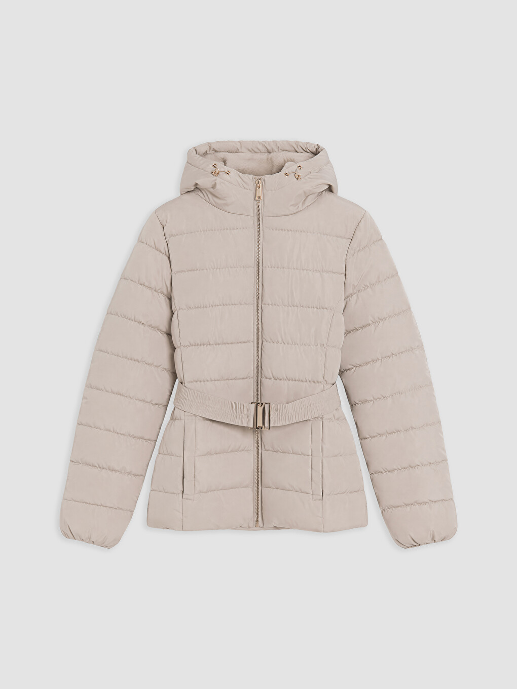 Woman Beige Puffer Coat-6