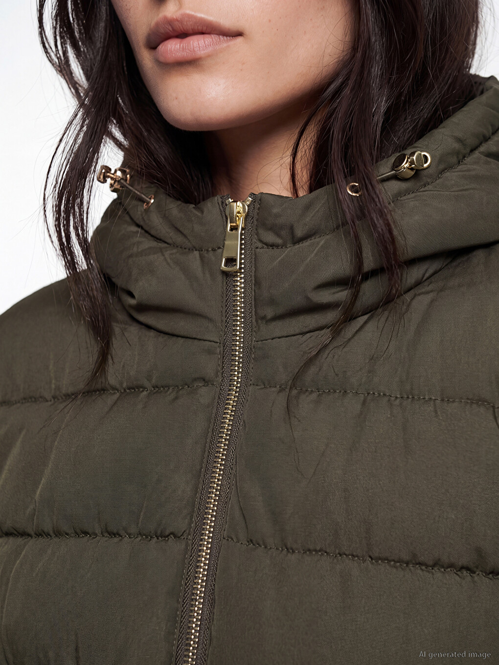 Woman Khaki Puffer Coat-2