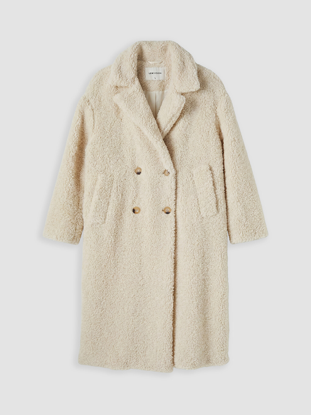 Woman Ecru Faux Fur Coat-5