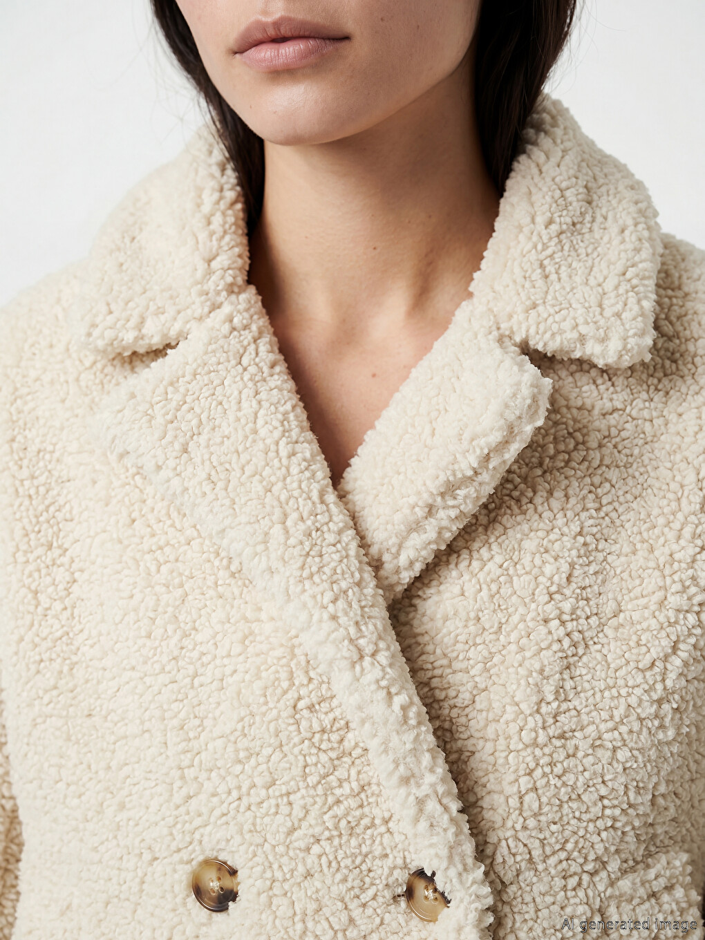 Woman Ecru Faux Fur Coat-4