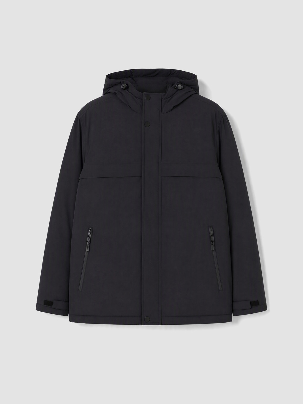 Siyah Regular Fit Kapüşonlu Erkek Mont