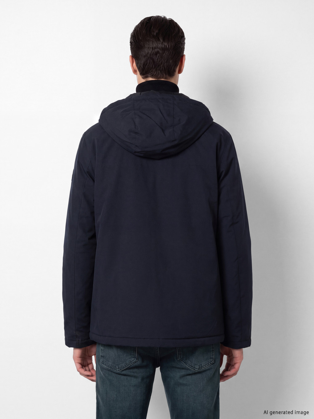 Lacivert Regular Fit Kapüşonlu Erkek Mont-2