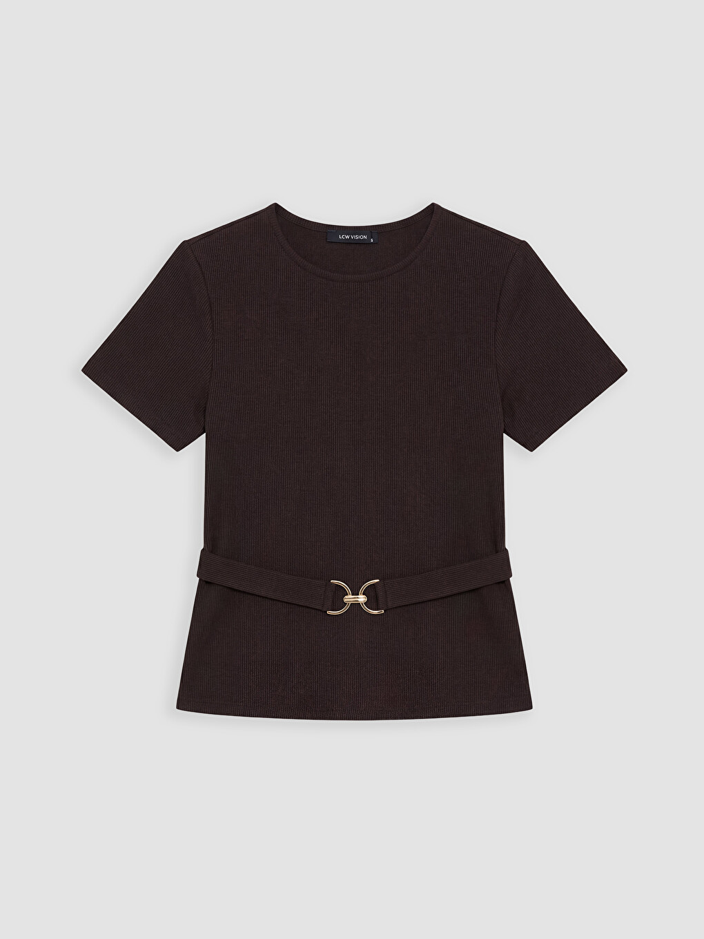 Femër Ngjyre Kafe T-shirt-4