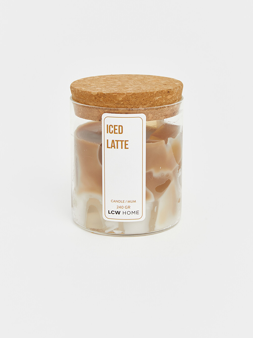 Kahverengi Iced Latte Baskılı Mantar Kapaklı Kavanoz Mum-1