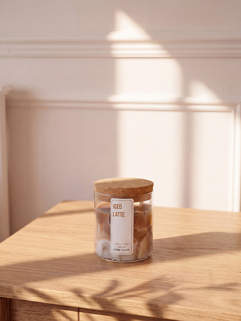Kahverengi Iced Latte Baskılı Mantar Kapaklı Kavanoz Mum