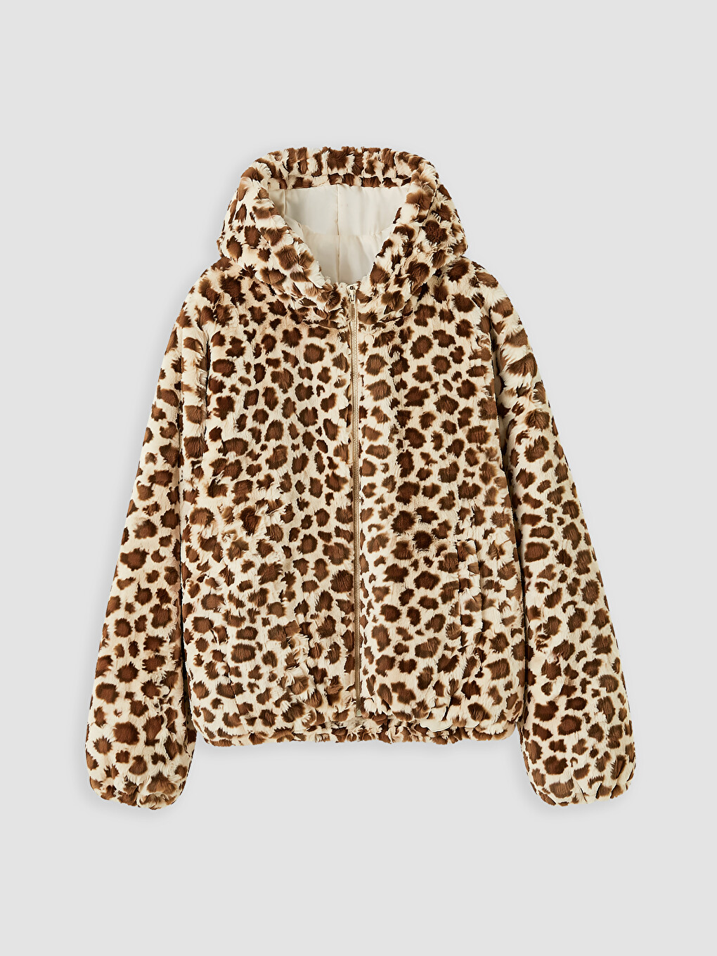 Girls' Patterned Faux Fur Coat