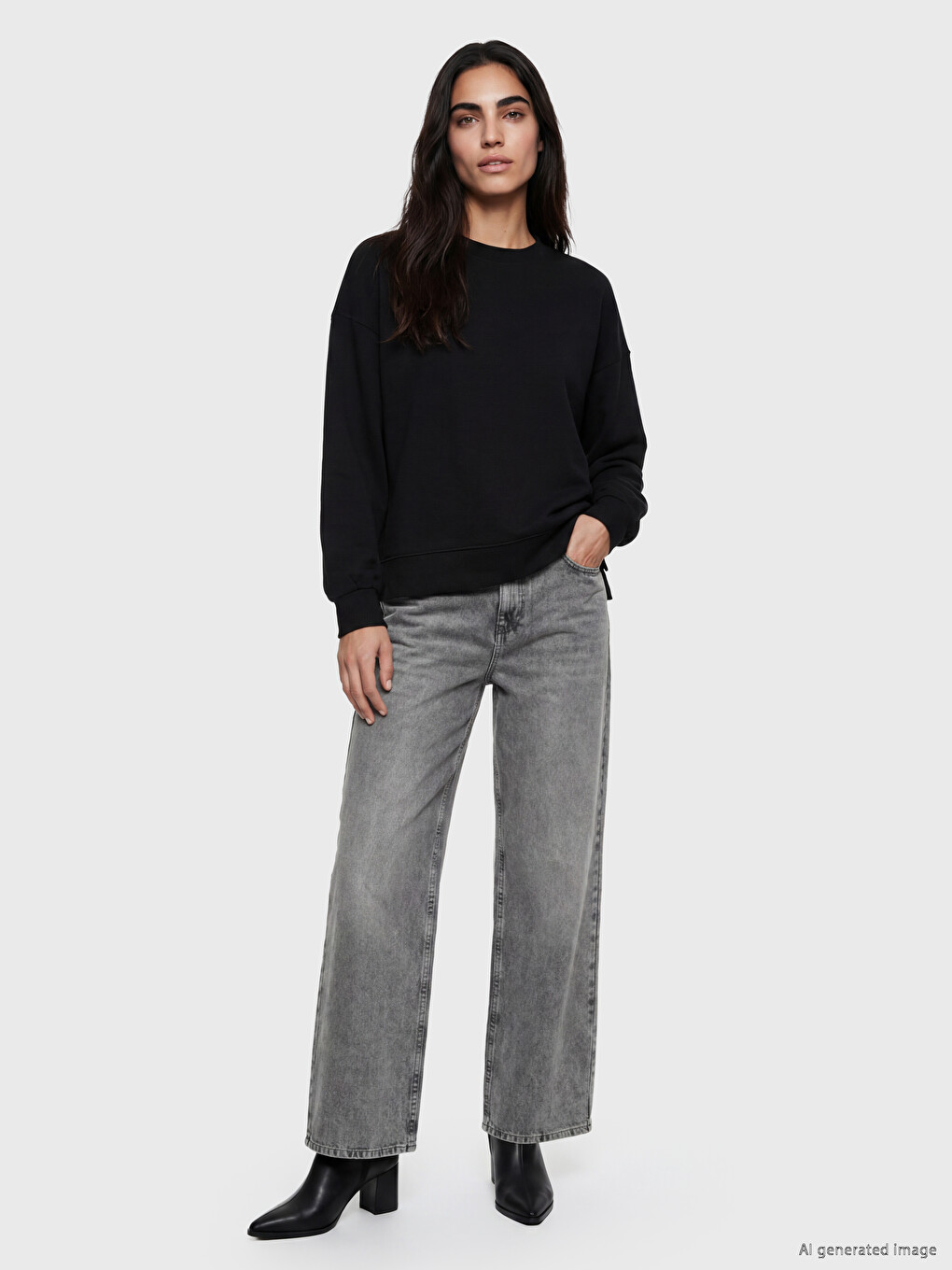 Hanorac Gros Oversize Cu Guler Rotund Pentru Femei-1