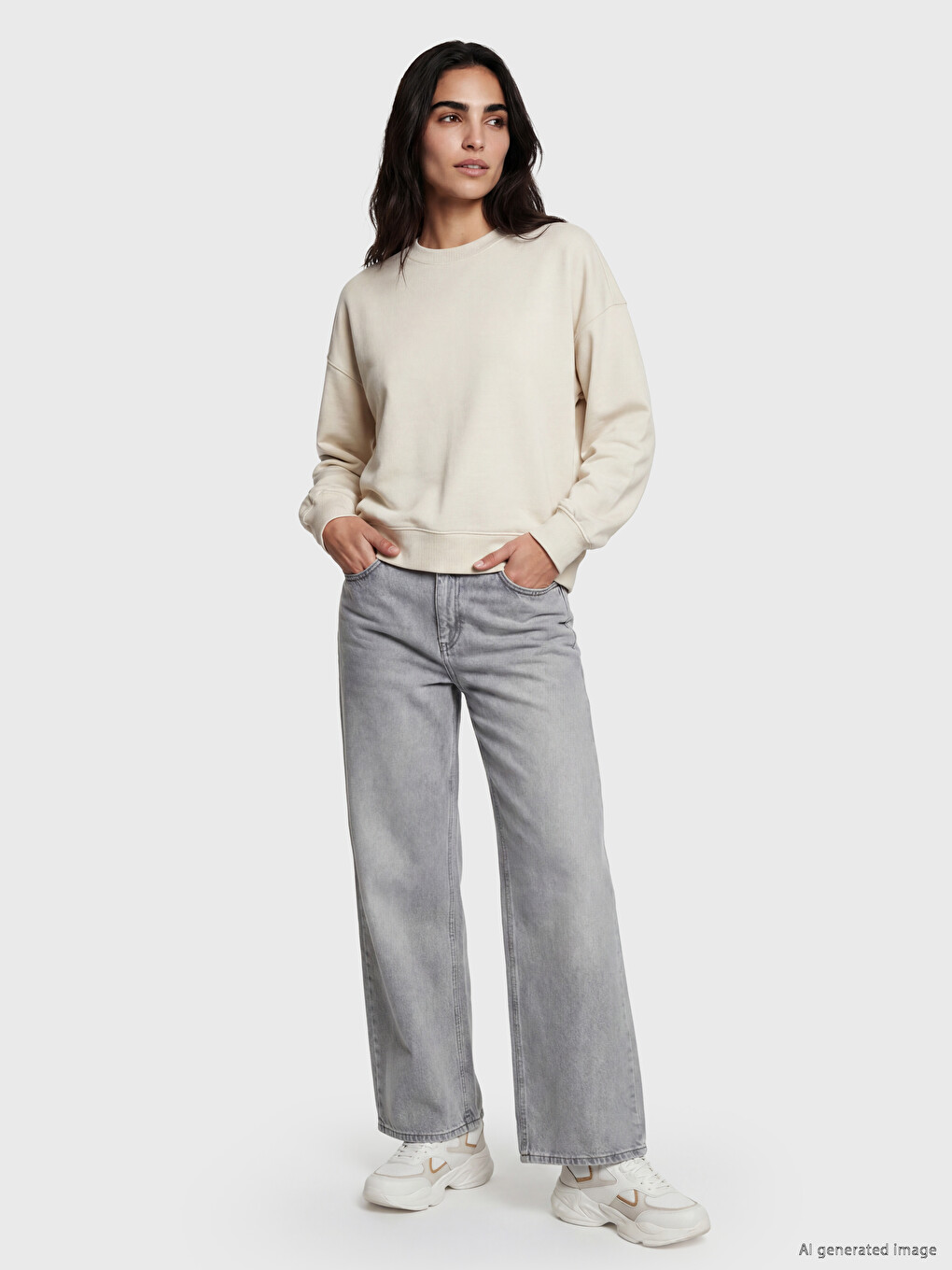 Hanorac Gros Oversize Cu Guler Rotund Pentru Femei-1