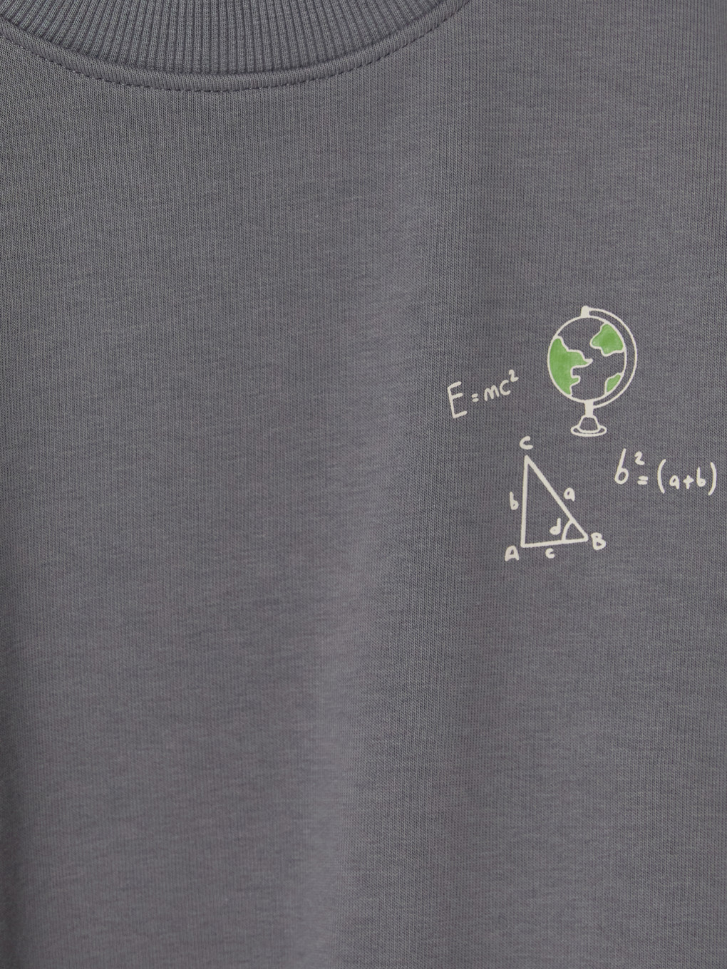 Gri Bisiklet Yaka Erkek Çocuk Sweatshirt-1