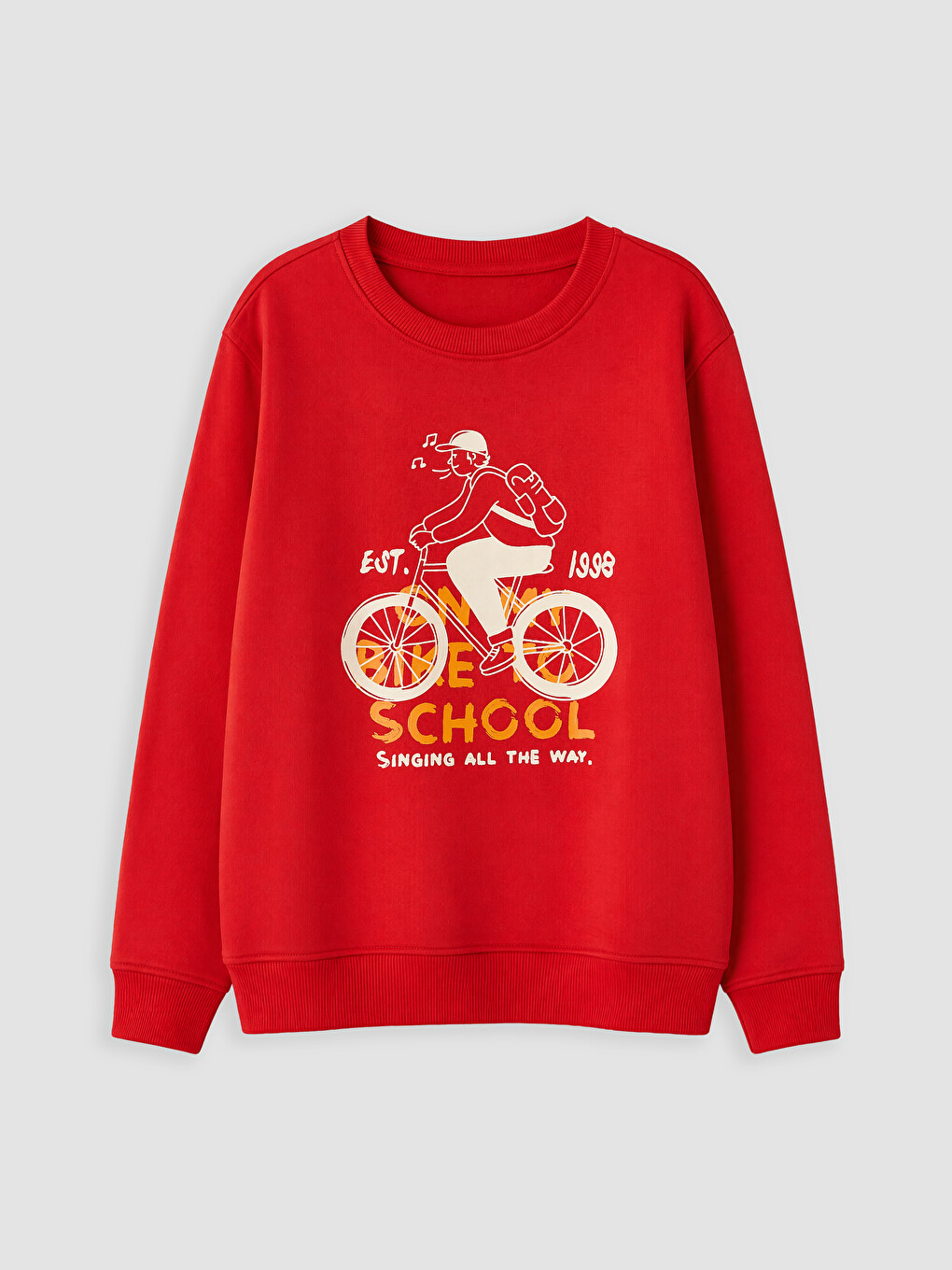 Kırmızı Bisiklet Yaka Erkek Çocuk Sweatshirt