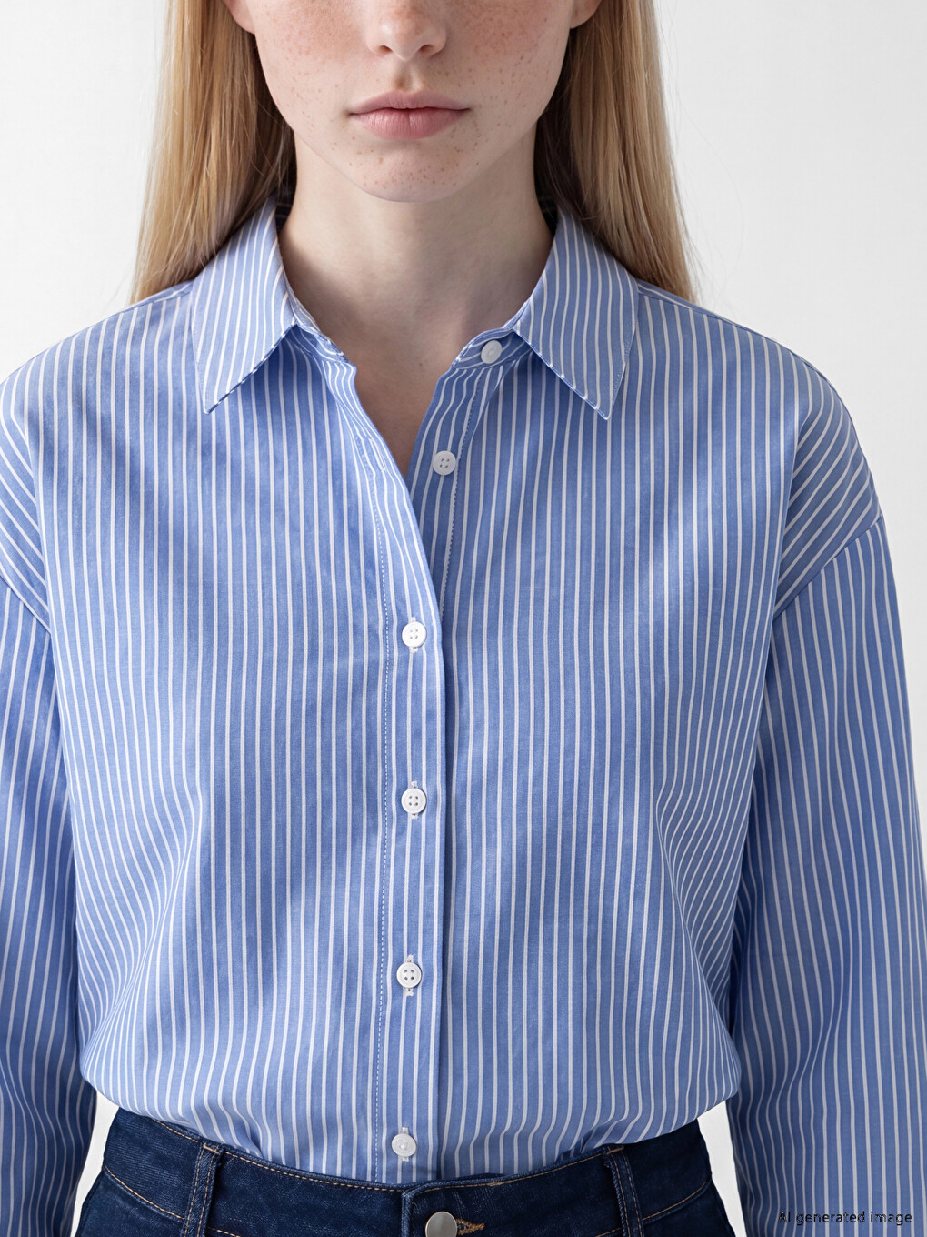 Striped Oversize Poplin Women's Shirt-2