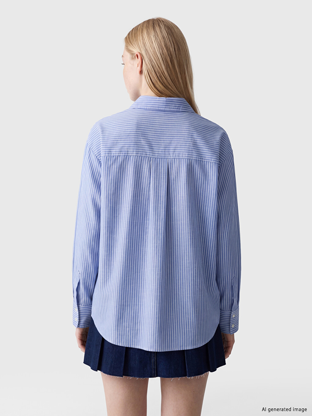Striped Oversize Poplin Women's Shirt-3