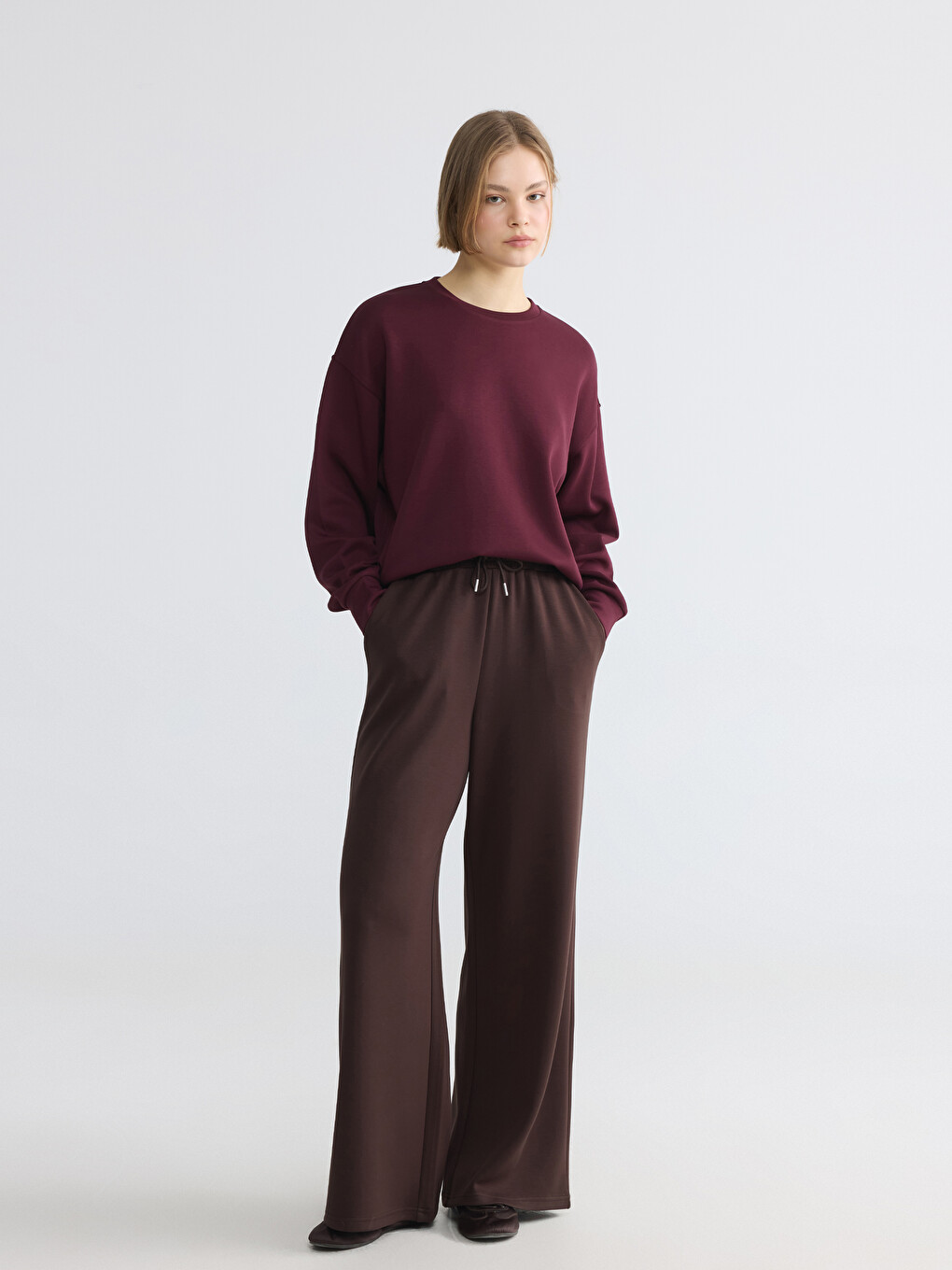 Femër Ngjyre Kumbull Sweatshirt-1