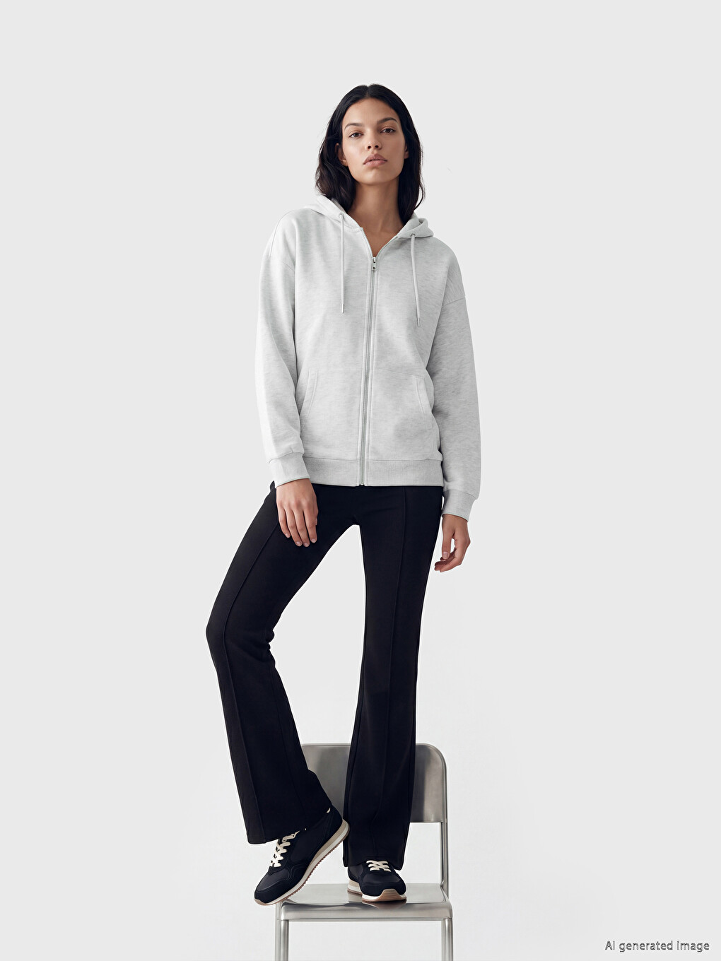 Hooded Oversize Women's Zippered Sweatshirt-1