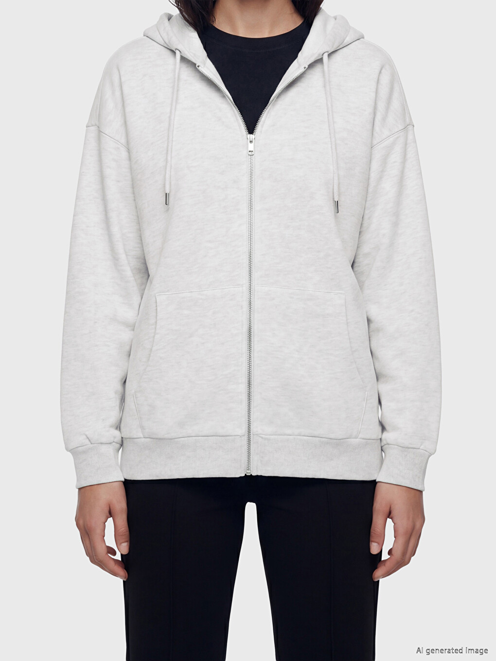 Hooded Oversize Women's Zippered Sweatshirt-2