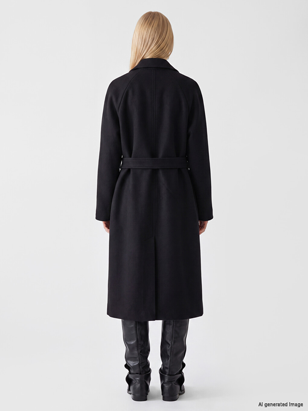 Double Breasted Collar Sashed Women's Cachet Coat-3