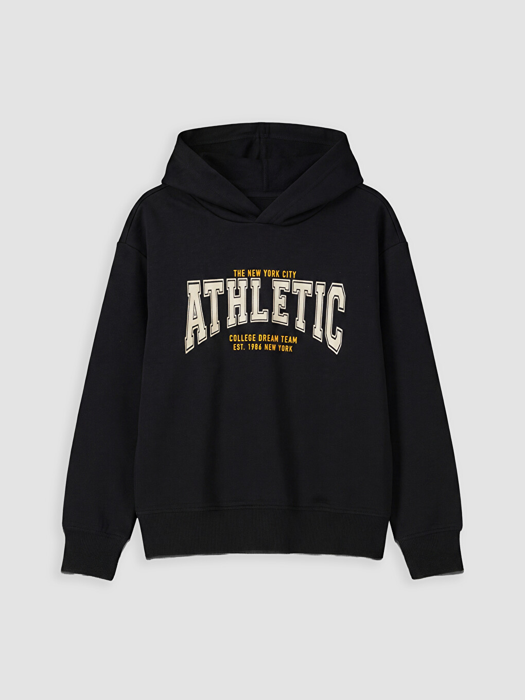 Siyah Kapüşonlu Baskılı Erkek Çocuk Sweatshirt