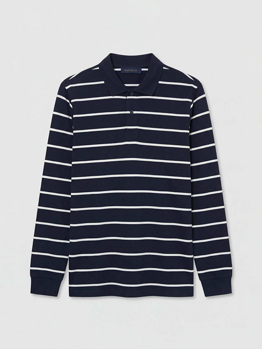 Lacivert Polo Yaka Çizgili Erkek Sweatshirt-4