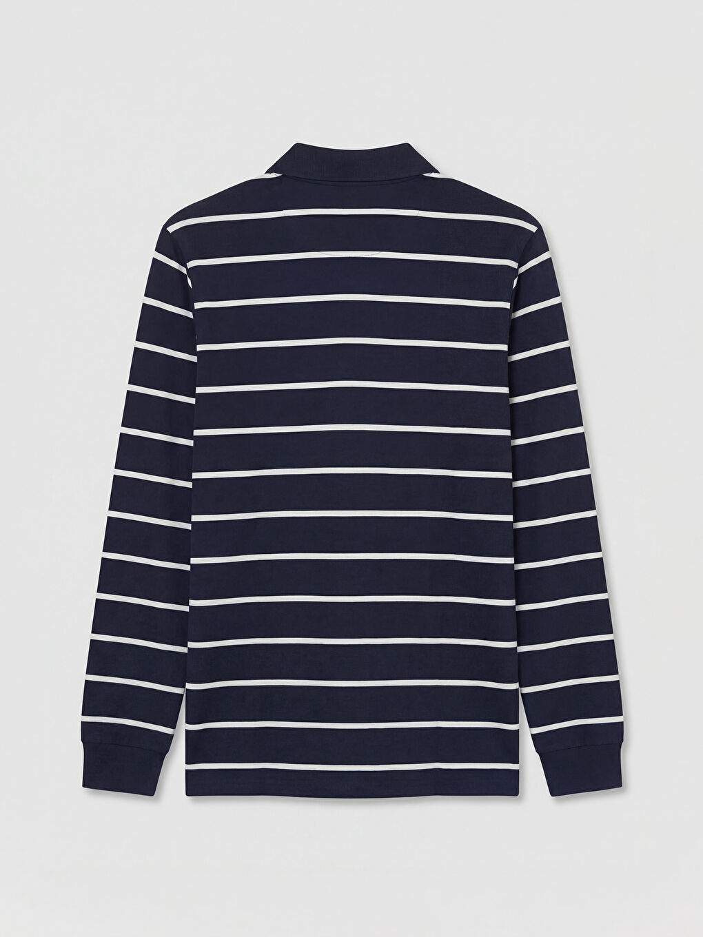 Lacivert Polo Yaka Çizgili Erkek Sweatshirt-5
