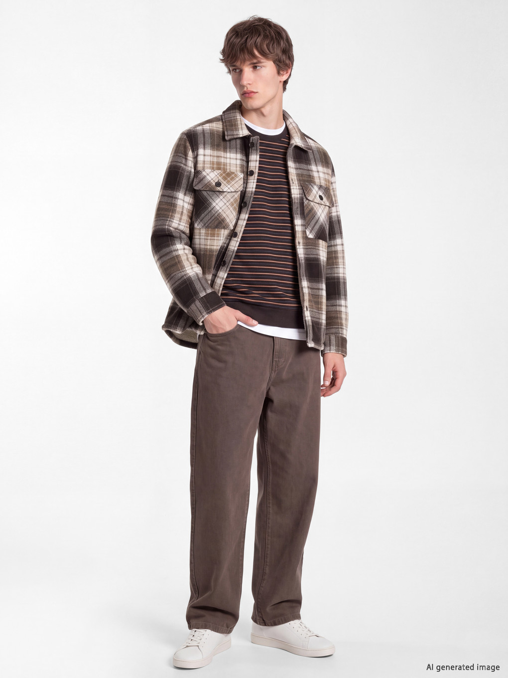 Relax Fit Plaid Patterned Men's Shirt Jacket-1