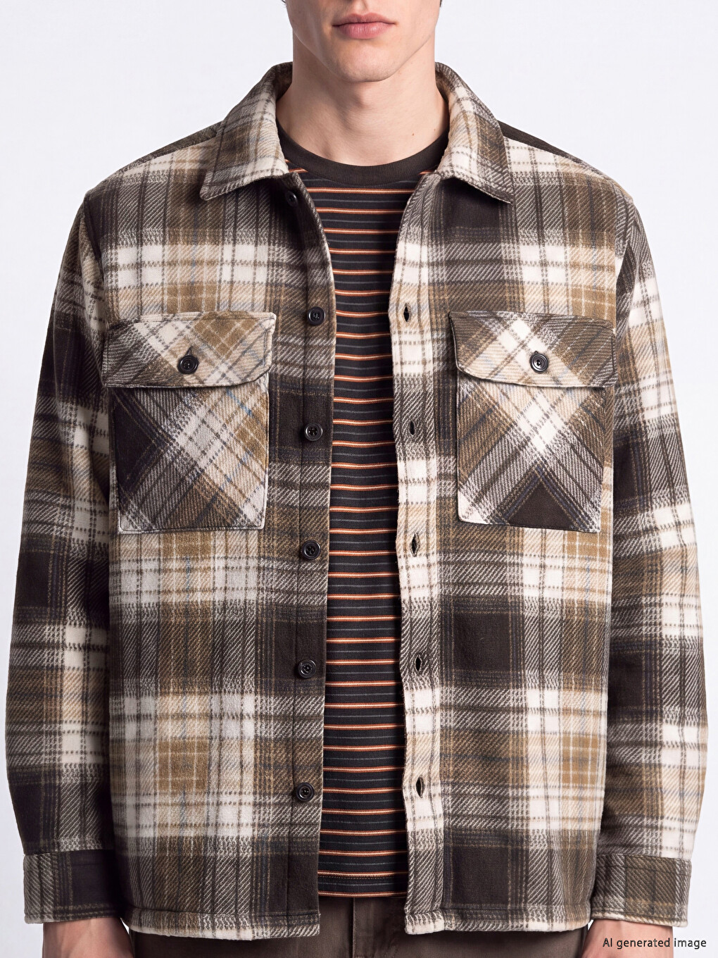 Relax Fit Plaid Patterned Men's Shirt Jacket-2